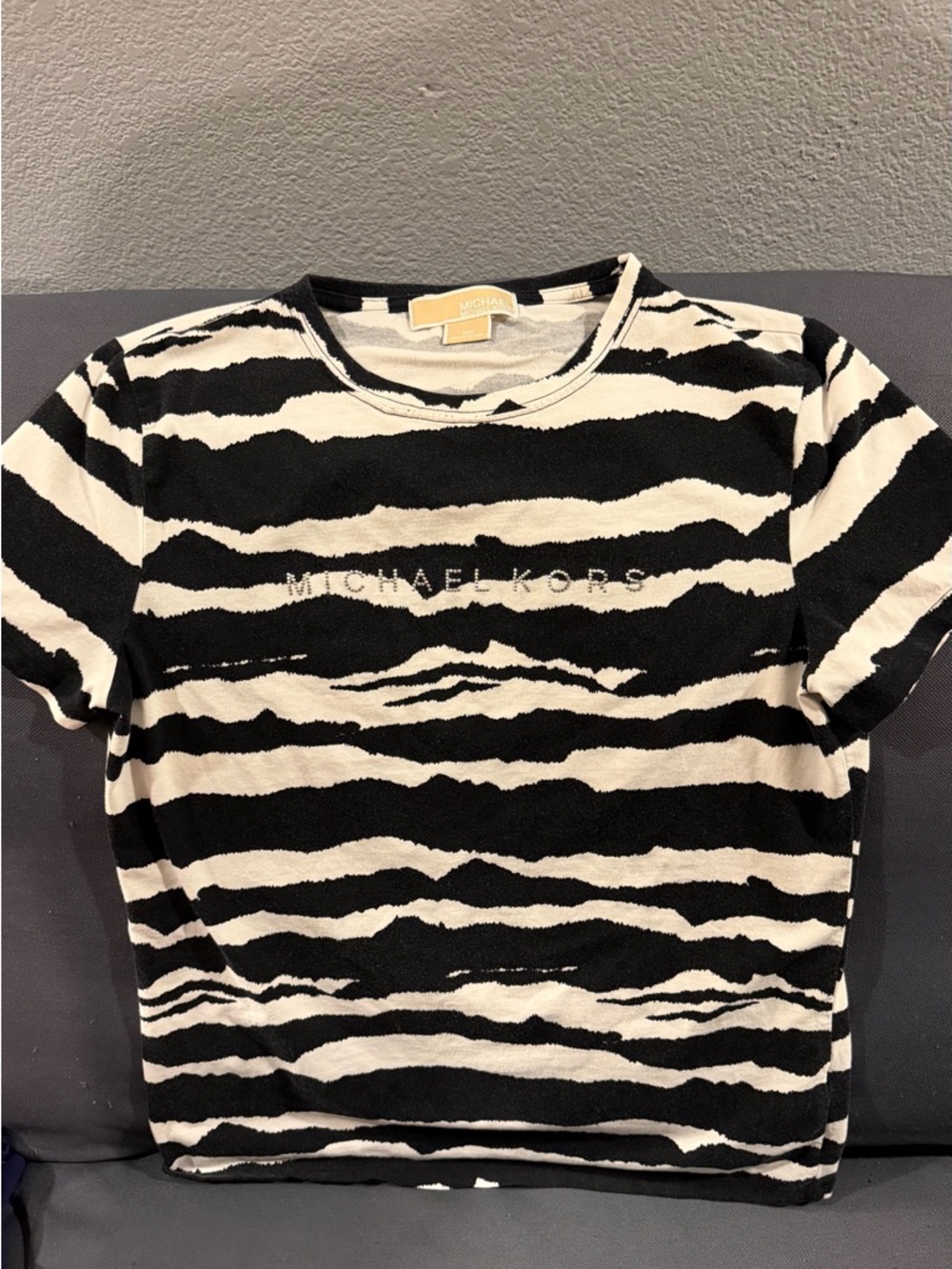 Michael Kors Kids Black and White Zebra Print Short Sleeve Tee